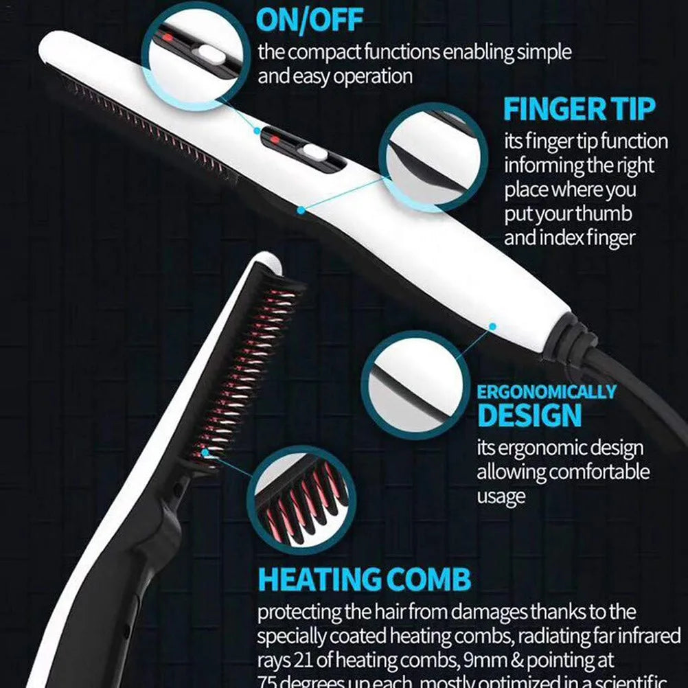 Electric Comb Multifunctional Beard Straightener Negative Ion Styling Tool Portable Hairdressing Comb EU Heat