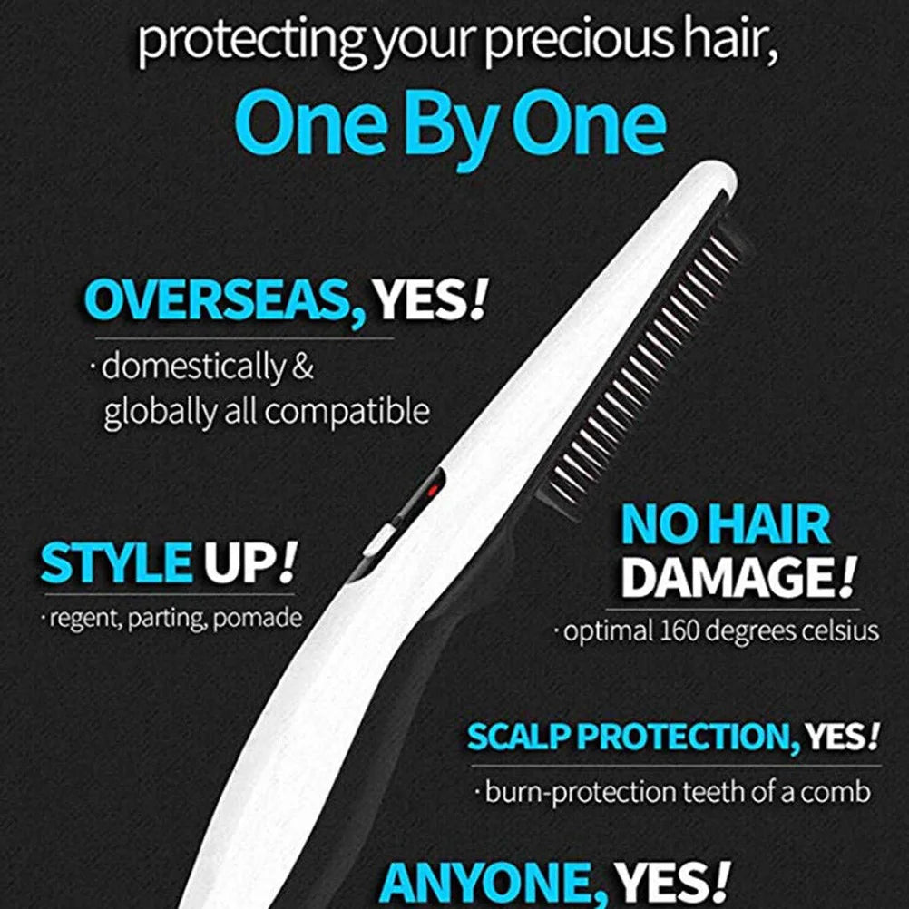Electric Comb Multifunctional Beard Straightener Negative Ion Styling Tool Portable Hairdressing Comb EU Heat
