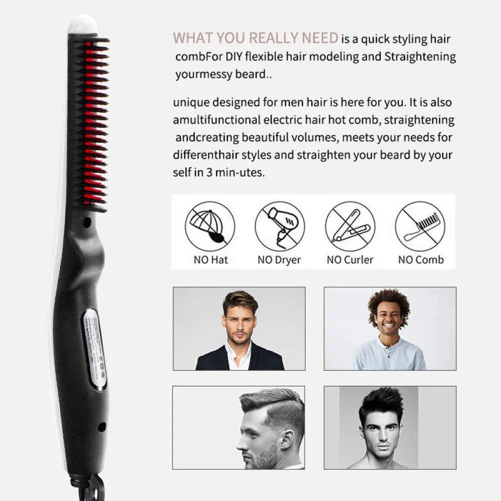 Electric Comb Multifunctional Beard Straightener Negative Ion Styling Tool Portable Hairdressing Comb EU Heat